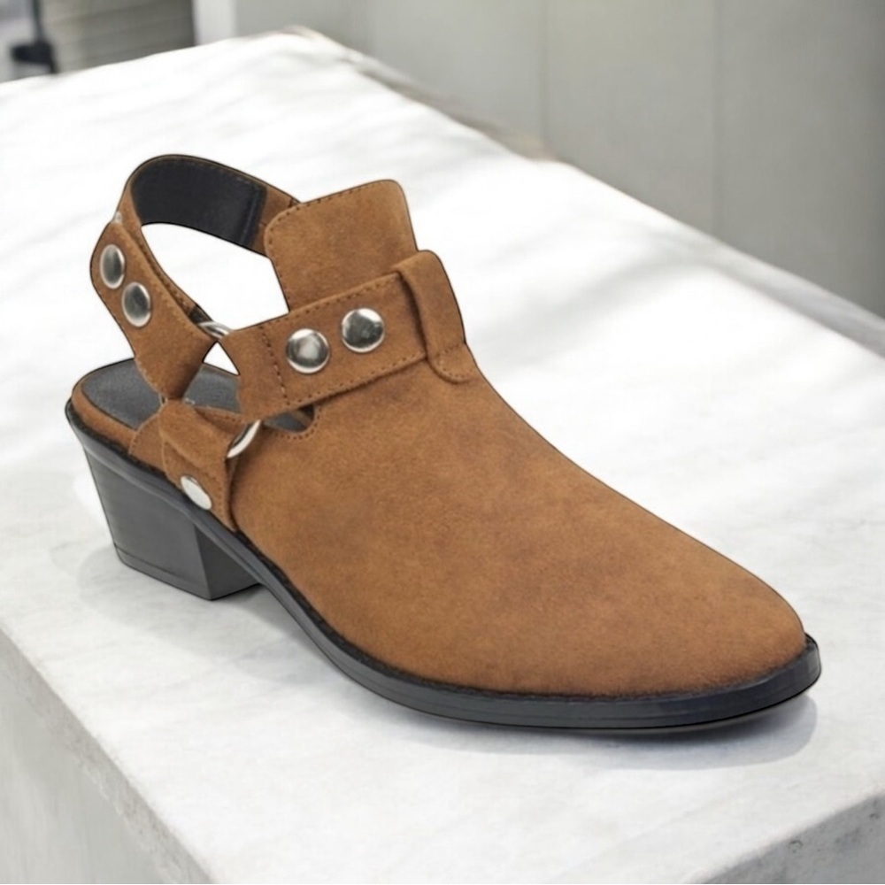 American Eagle | Harness Mules Booties Slingback Snap Back Studded